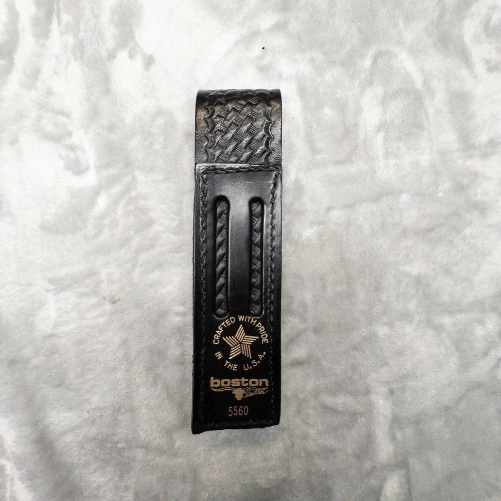 Boston Leather 5560 Basketweave Black Duty Belt Flashlight Holster Made In USA